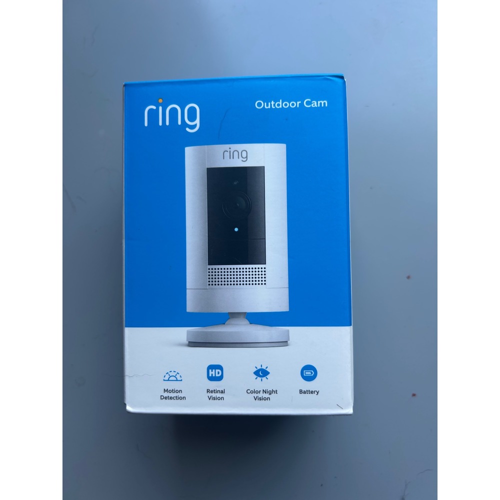 Ring Outdoor Stick Up Camera White HD Retinal Vision Motion Detection Security